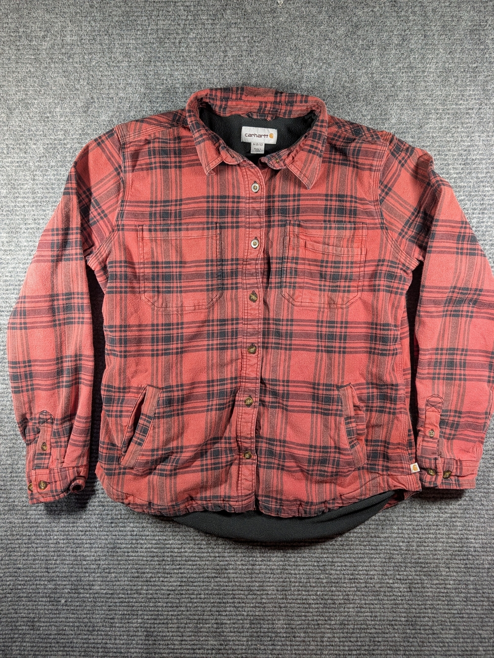 Carhartt Women's Rugged Flex Fleece-Lined Flannel Red Plaid Shirt Jacket Size M